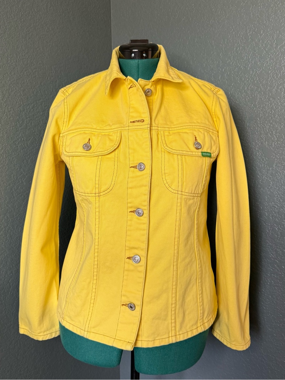United Colors of Benetton Bright Yellow Denim Jacket M